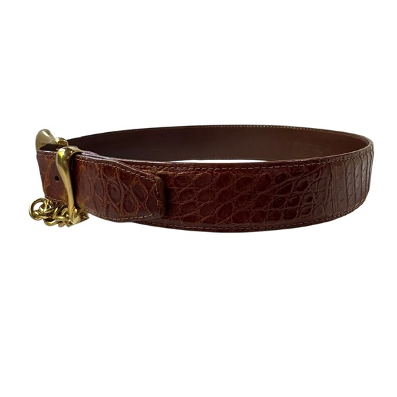 Vintage BARRY KIESELSTEIN-CORD Brown Genuine Alligator Belt 26-28 X Small main image 2
